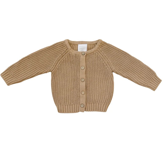 Cotton Knit Cardigan (0-18m) - Toffee - AT NOON STORE