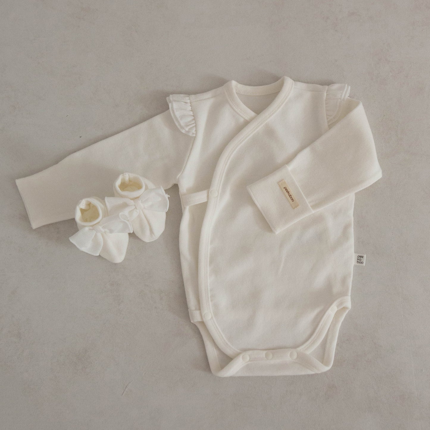 Baby Bodysuit and Bow Socks Set (3m) - Ivory - AT NOON STORE