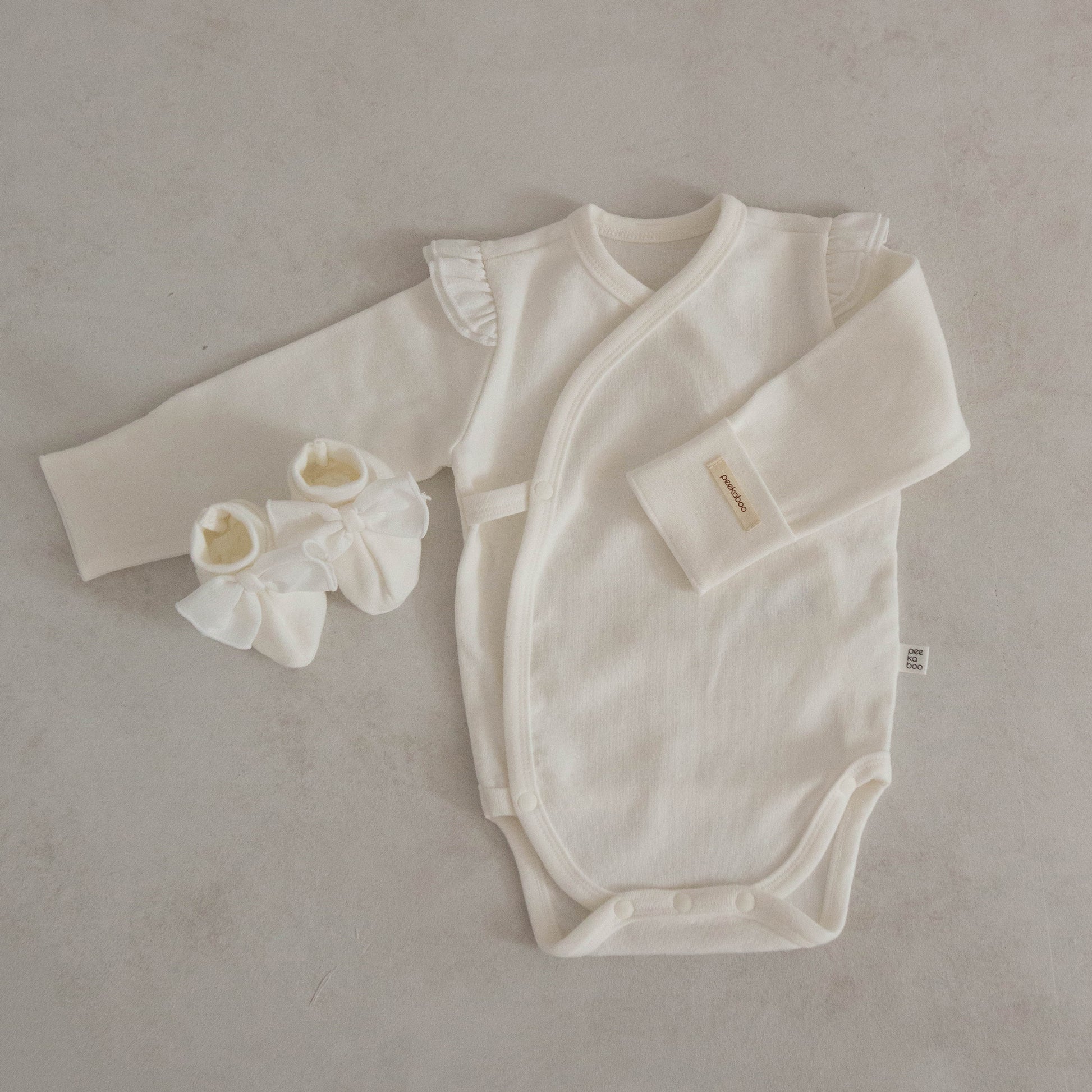 Baby Bodysuit and Bow Socks Set (3m) - Ivory - AT NOON STORE