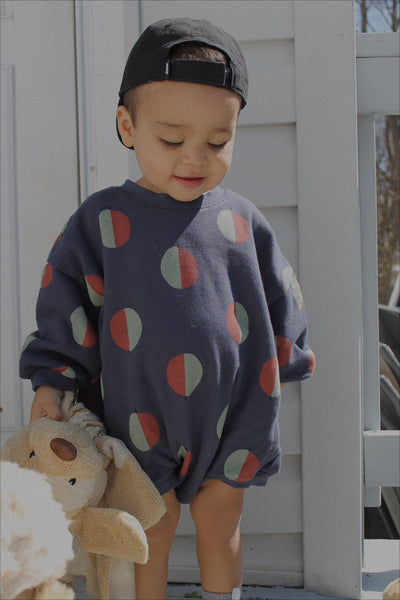Toddler Balloon Print Sweatshirt Romper  (3m-3y)  - Beige