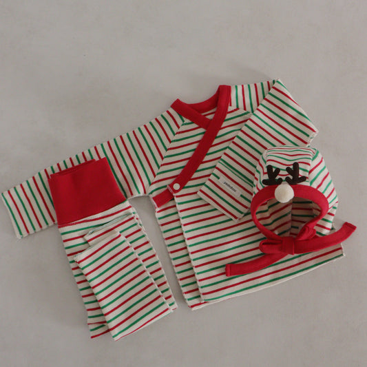 Newborn 3 Piece Holiday Pajama Set (0-3m) - Red - AT NOON STORE