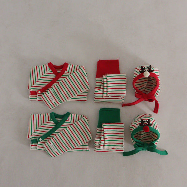 Newborn 3 Piece Holiday Pajama Set (0-3m) - Green