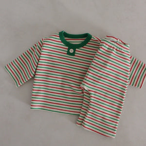 Baby Toddle Holiday Top and Pants Pajama Set (3m-5y)- Green - AT NOON STORE