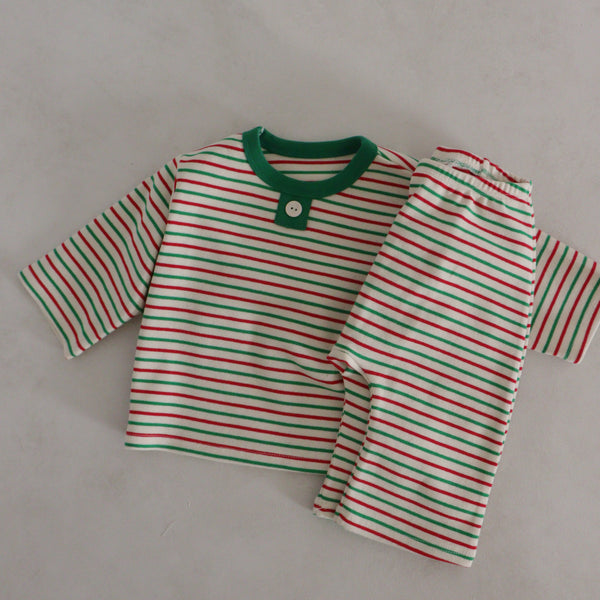 Baby Toddle Holiday Top and Pants Pajama Set (3m-5y)- Green