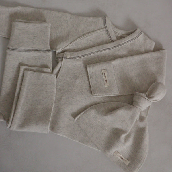 Newborn 3 Piece Cotton Set (0-3m) - Light Heather Grey - AT NOON STORE