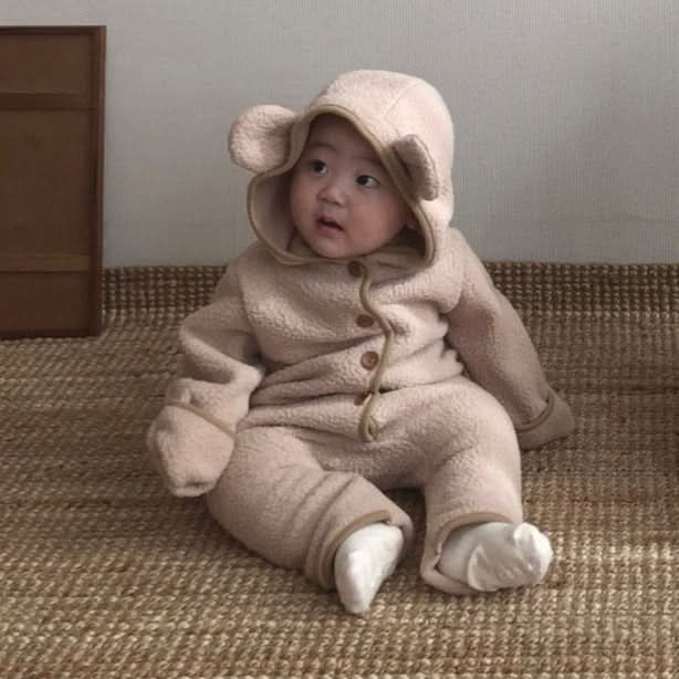 Baby Winter Bear Fleece Jumpsuit 2 Colors AT NOON STORE