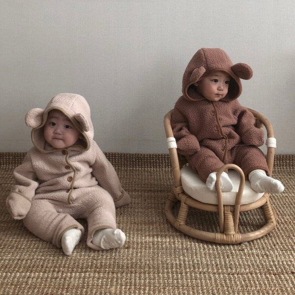 Baby Winter Bear Fleece Jumpsuit- 2 Colors - AT NOON STORE