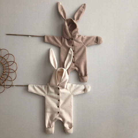 Baby Lala Bunny Hooded Jumpsuit -Gray