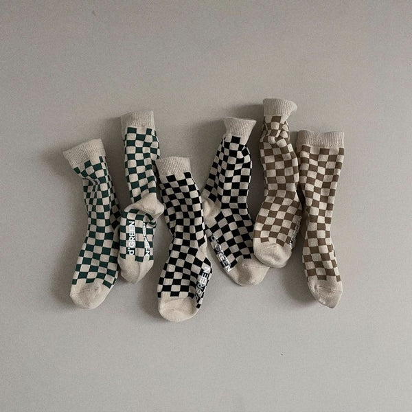 Kids 3pk Checkerboard Socks (3m-5y) - AT NOON STORE