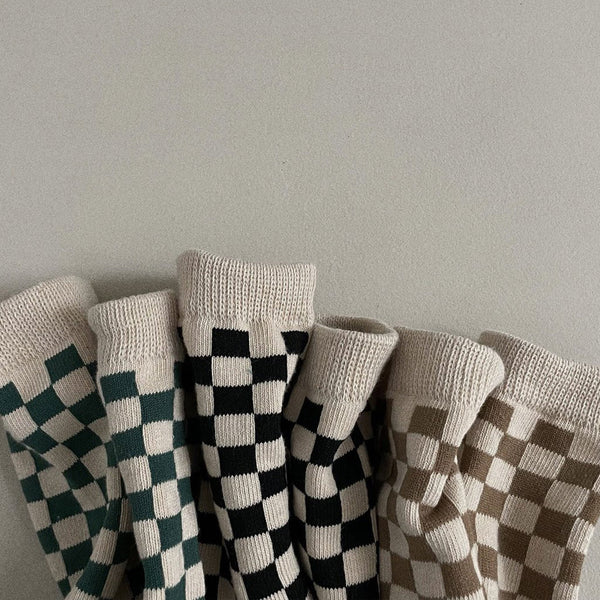 Kids 3pk Checkerboard Socks (3m-5y) - AT NOON STORE