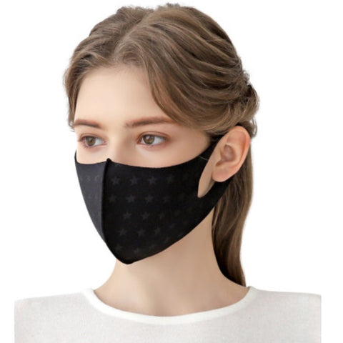 Kids Adult Protective Washable 3D Face Mask - Black/Stars