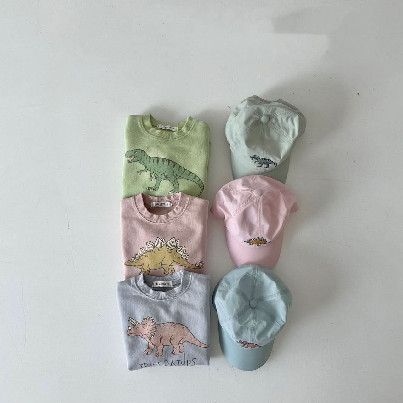 Kids Dinosaur Embroidered Baseball Cap - Pink - AT NOON STORE