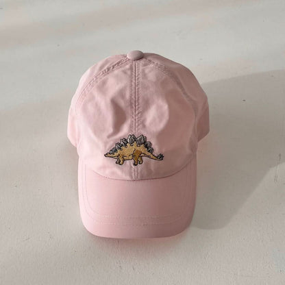 Kids Dinosaur Embroidered Baseball Cap - Pink - AT NOON STORE