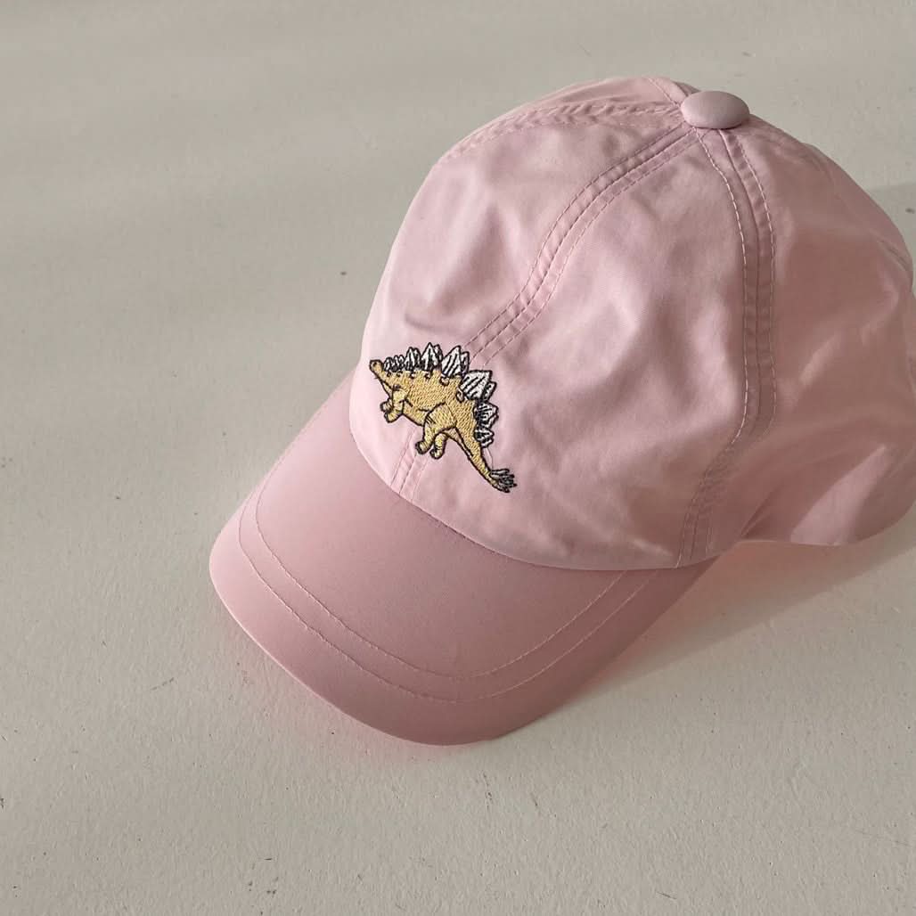 Kids Dinosaur Embroidered Baseball Cap - Pink - AT NOON STORE