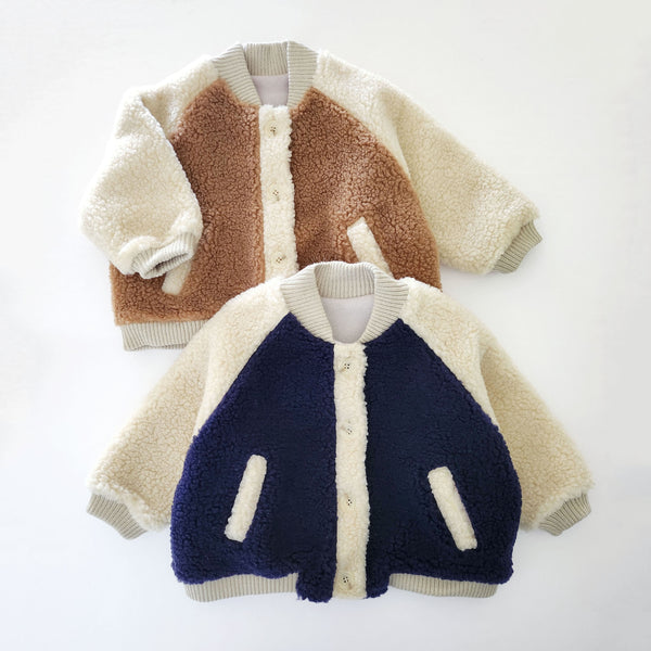 Kids Fleece-Lined Sherpa Varsity Jacket (1-5y) - 2 Colors - AT NOON STORE