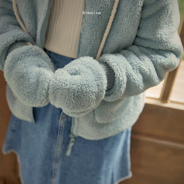 Kids Fluffy Fleece Pocket Jacket (1-5y) - Sky Blue - AT NOON STORE