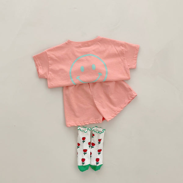 Kids Hi Printed Shortsleeve Tee and Shorts Set (4m-6y) - Pink - AT NOON STORE