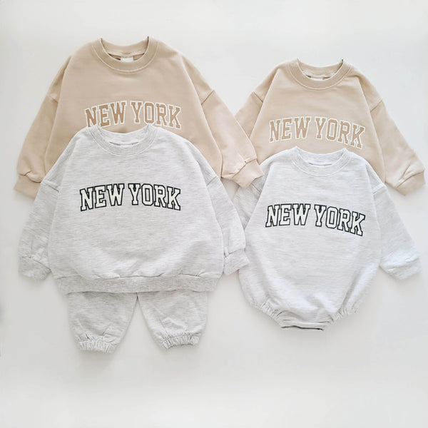 Baby New York Sweatshirt Romper (0-12m) - Beige - AT NOON STORE