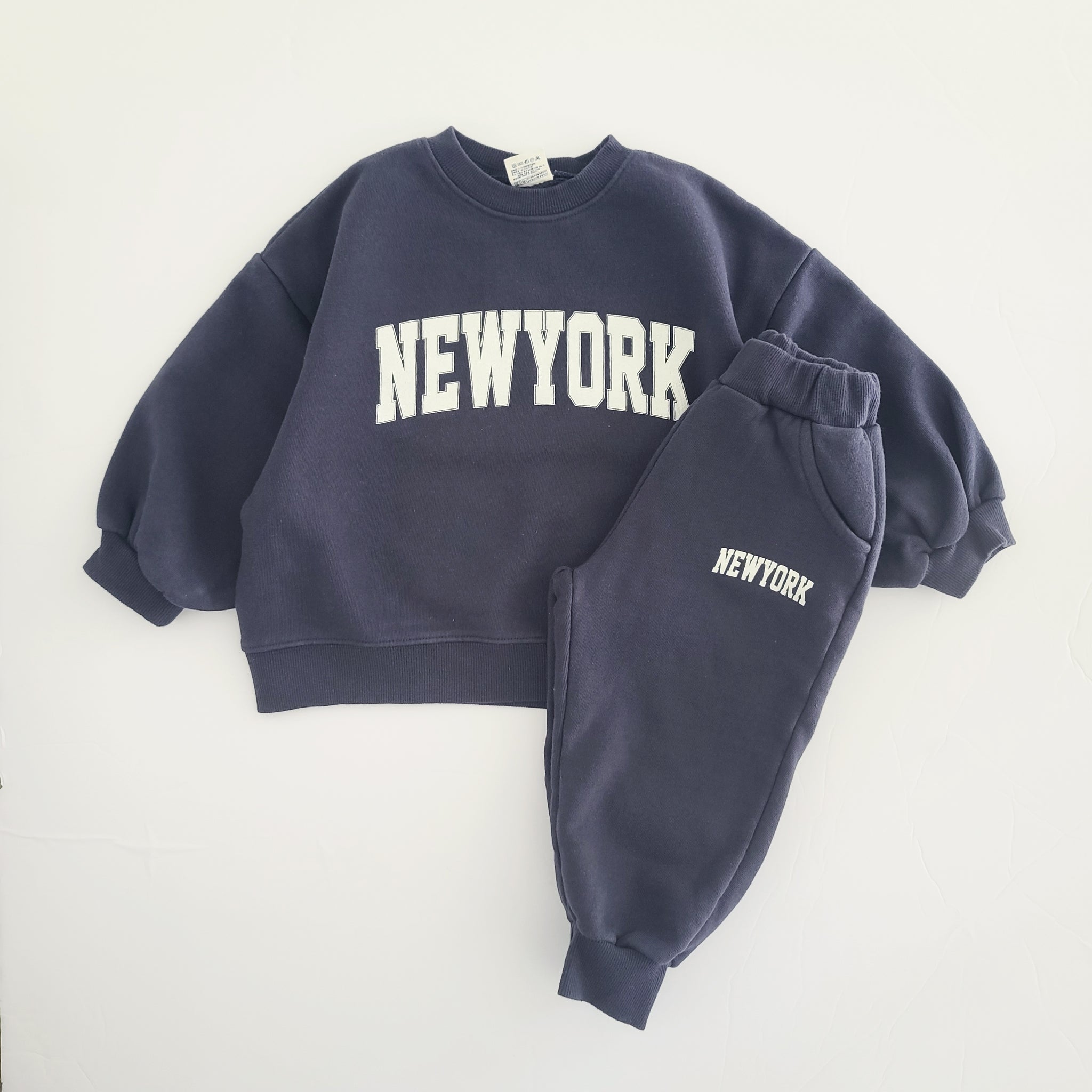 Kids New York Sweatshirt & Jogger Pants Set (1-5yrs) - Navy - AT NOON STORE