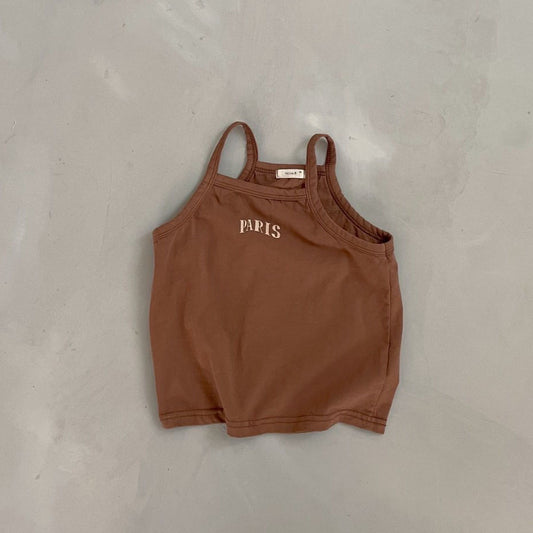 Kids Paris Cotton Cami -Brown (1-5yrs) - AT NOON STORE