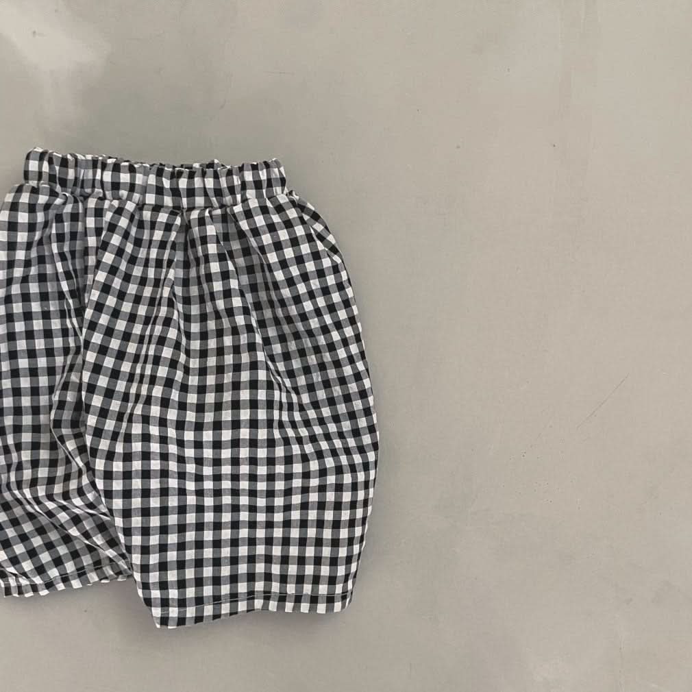 Kids Pull-On Pants (3m-5y) - Black Gingham - AT NOON STORE