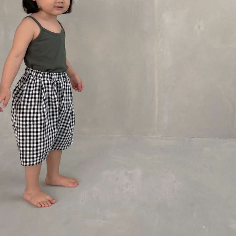 Kids Pull-On Pants (3m-5y) - Black Gingham - AT NOON STORE