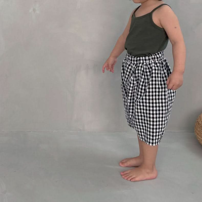 Kids Pull-On Pants (3m-5y) - Black Gingham - AT NOON STORE