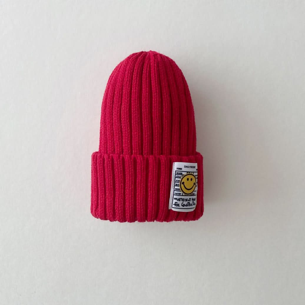 Kids Smiley Patch Ribbed Beanie - 9 colors - AT NOON STORE