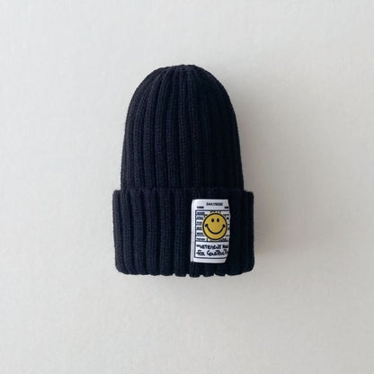 Kids Smiley Patch Ribbed Beanie - 9 colors - AT NOON STORE