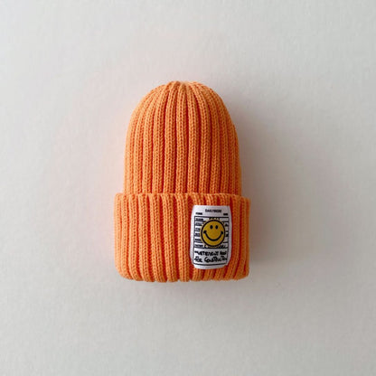 Kids Smiley Patch Ribbed Beanie - 9 colors - AT NOON STORE