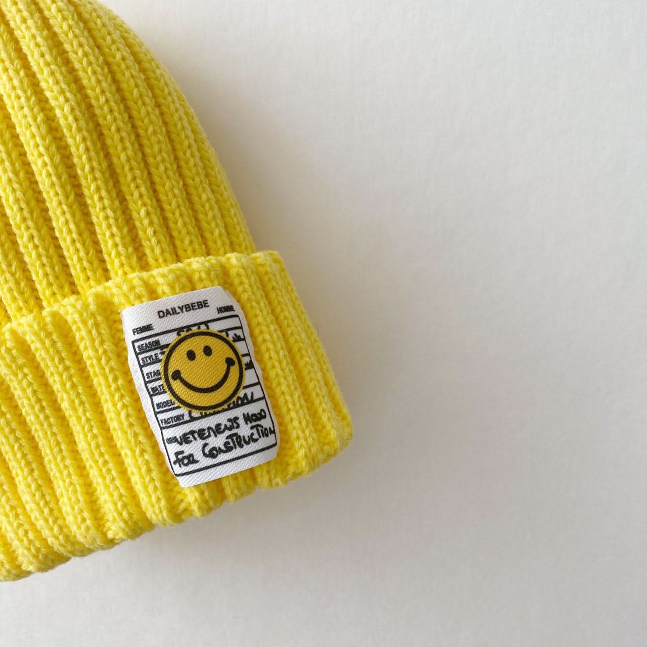 Kids Smiley Patch Ribbed Beanie - 9 colors - AT NOON STORE