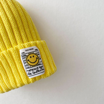 Kids Smiley Patch Ribbed Beanie - 9 colors - AT NOON STORE