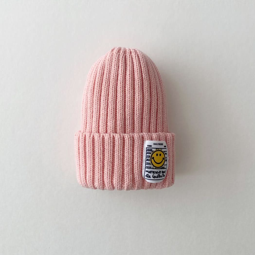 Kids Smiley Patch Ribbed Beanie - 9 colors - AT NOON STORE