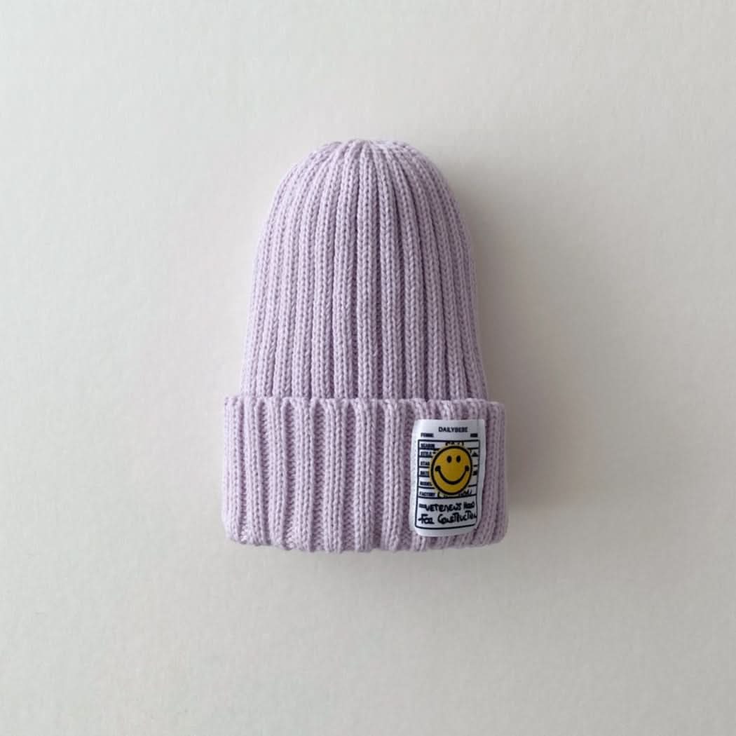 Kids Smiley Patch Ribbed Beanie - 9 colors - AT NOON STORE