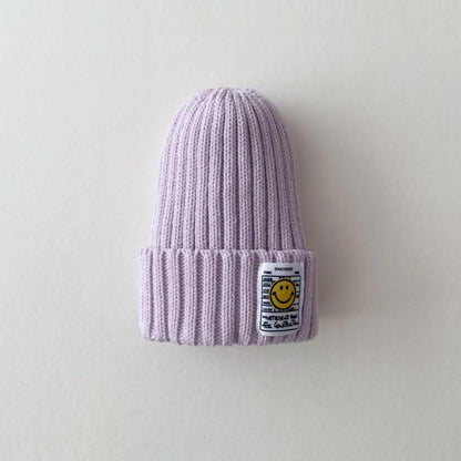 Kids Smiley Patch Ribbed Beanie - 9 colors - AT NOON STORE