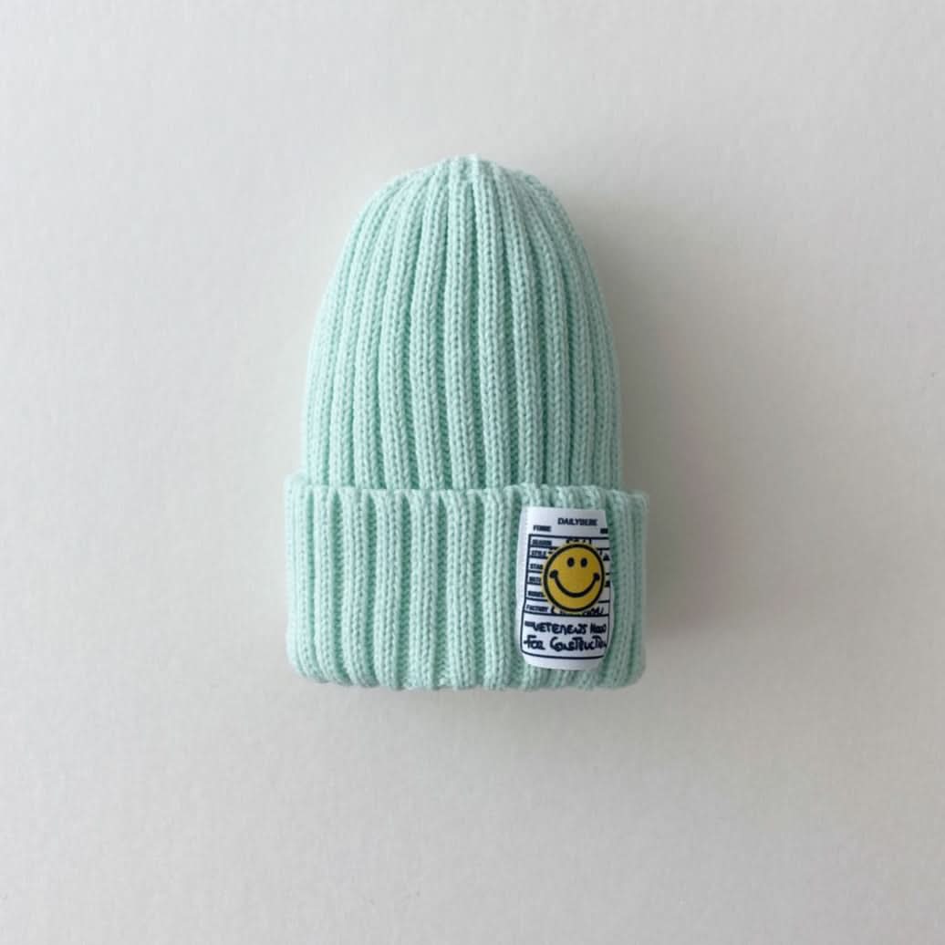 Kids Smiley Patch Ribbed Beanie - 9 colors - AT NOON STORE