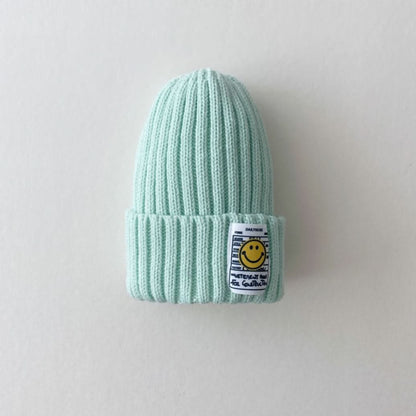 Kids Smiley Patch Ribbed Beanie - 9 colors - AT NOON STORE