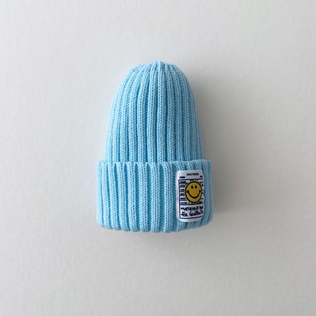 Kids Smiley Patch Ribbed Beanie - 9 colors - AT NOON STORE