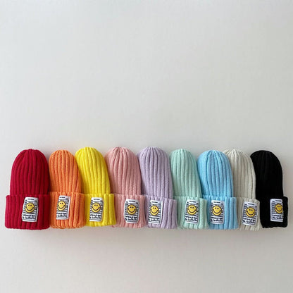 Kids Smiley Patch Ribbed Beanie - 9 colors - AT NOON STORE