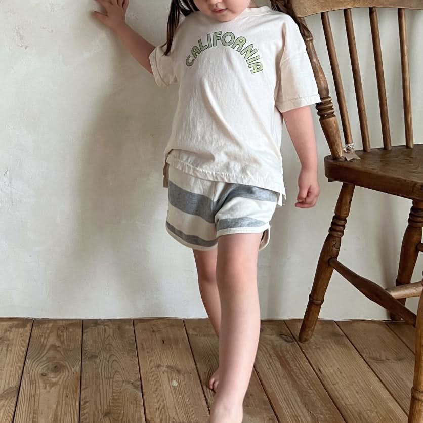 Kids Striped Shorts (1-5y) - Gray - AT NOON STORE