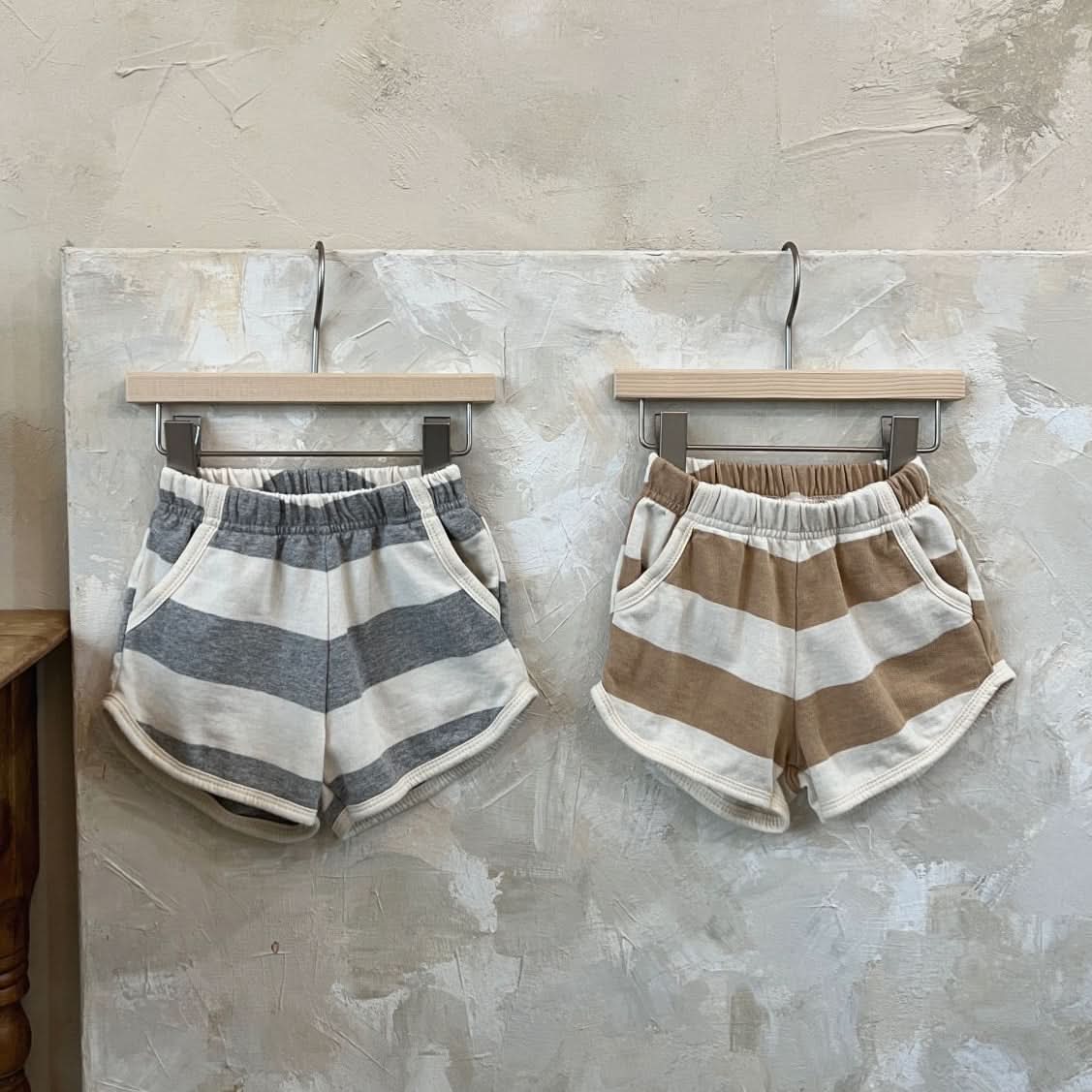 Kids Striped Shorts (1-5y) - Gray - AT NOON STORE