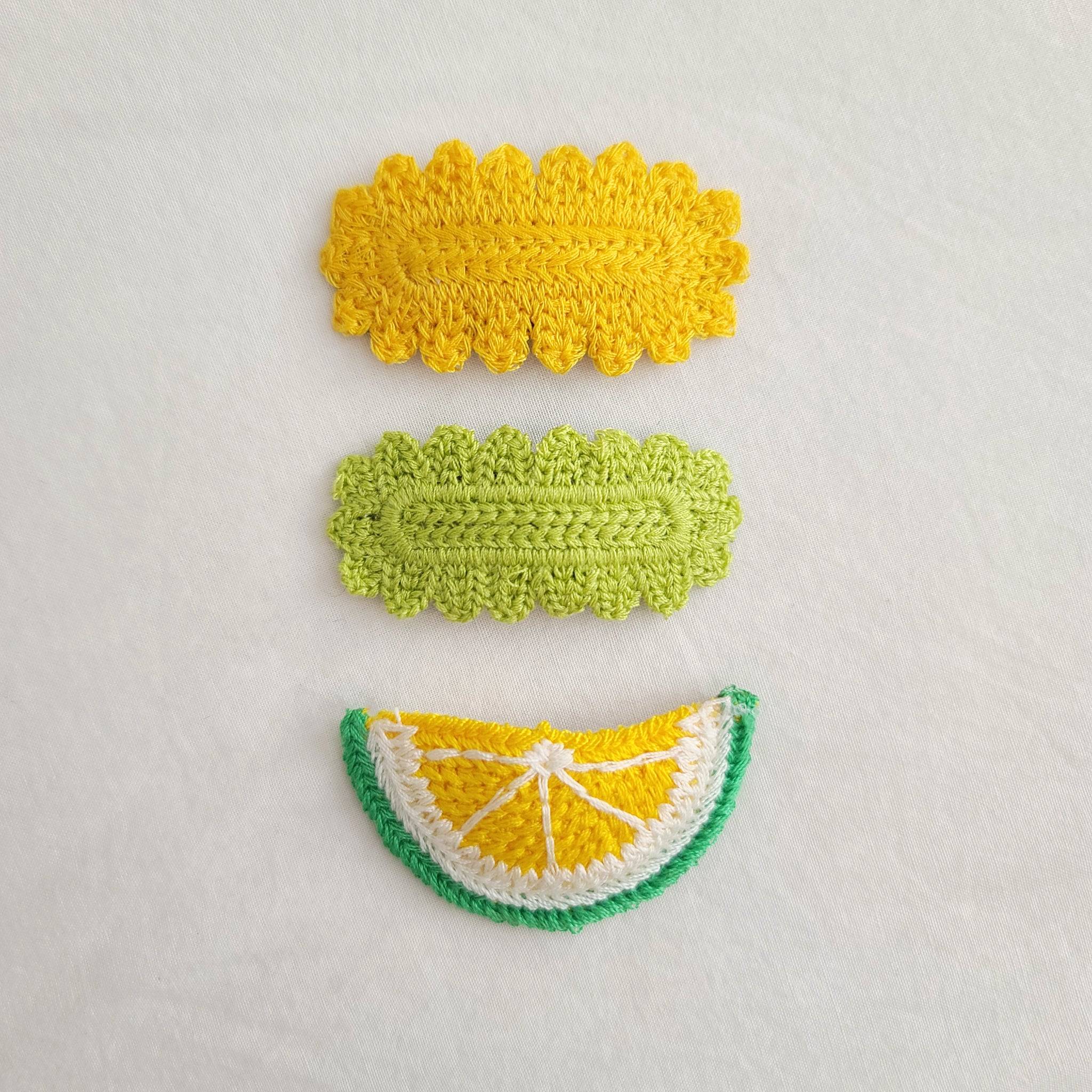 Lime Crochet Hair Clip Set (3pk)