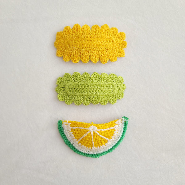 Lime Crochet Hair Clip Set (3pk)