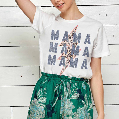 3 MAMA Graphic Top - White - AT NOON STORE