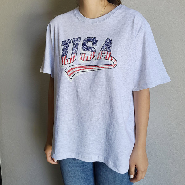 MAMA USA T-Shirt (Women 4,6,8) - Light Heather Gray