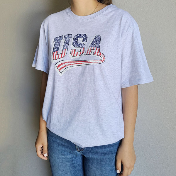 MAMA USA T-Shirt (Women 4,6,8) - Light Heather Gray