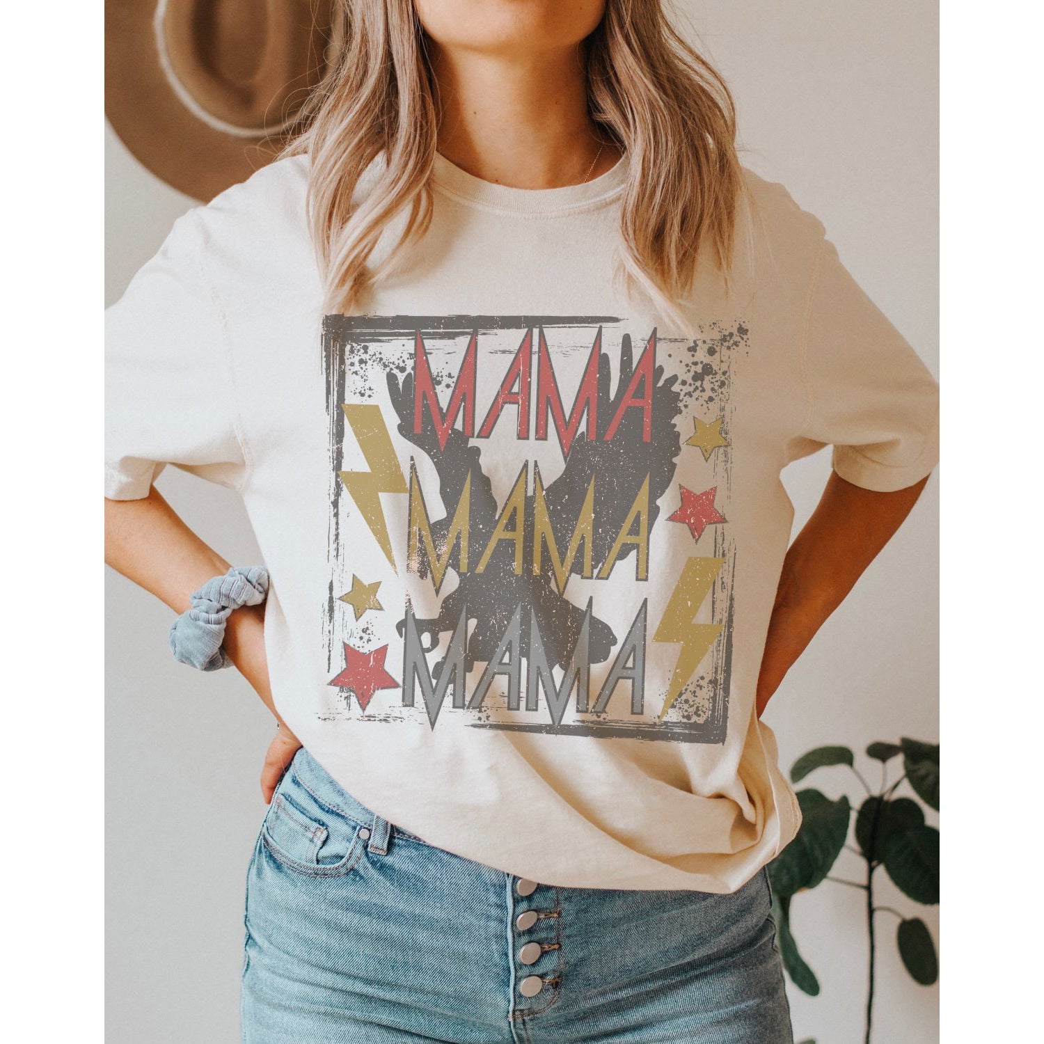 Mama Vintage Oversized Graphic Tee -Cream - AT NOON STORE