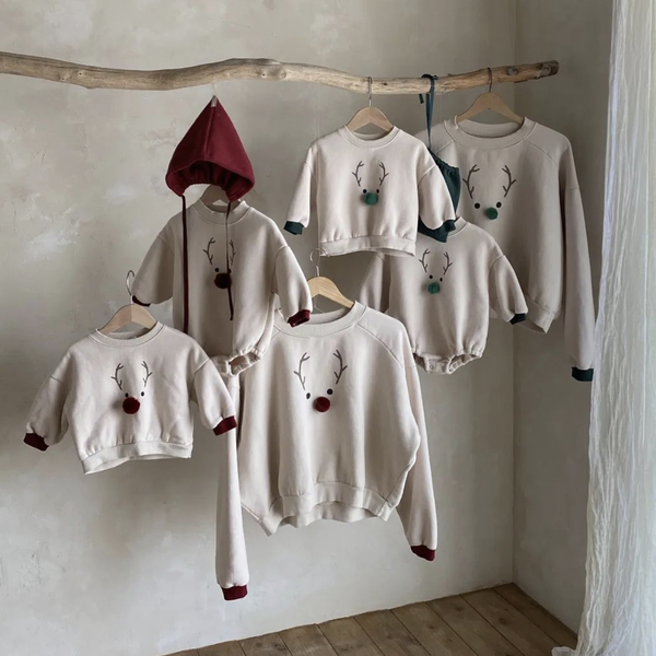 Toddler Fleece-Lined Reindeer Sweatshirt (2-4y, Mama)- 2 Colors - AT NOON STORE