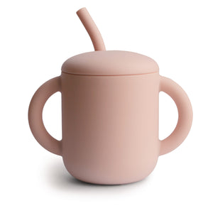 Mushie SILICONE TRAINING CUP + STRAW (BLUSH) - AT NOON STORE