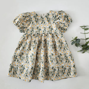 Toddler Ann Puff Sleeve Daisy Embroidery Dress (1-4y)
